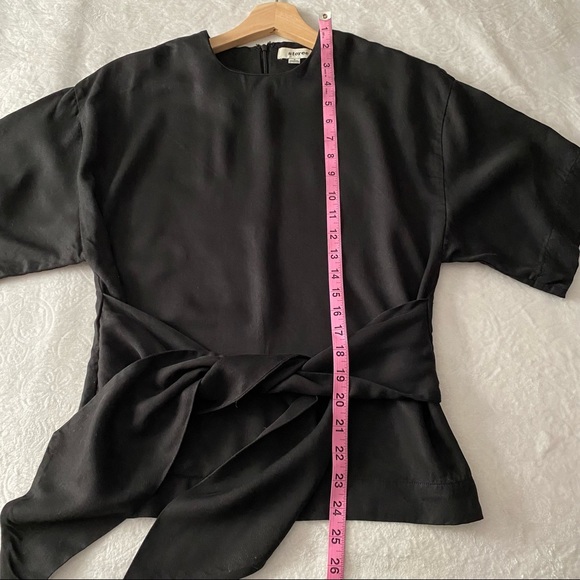 Black Tied Waist Wide Sleeve Blouse - Picture 7 of 11